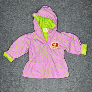 Y2K Strawberry Shortcake Kids Purple Green Polka Dot Hooded Lined Jacket‎ 12M